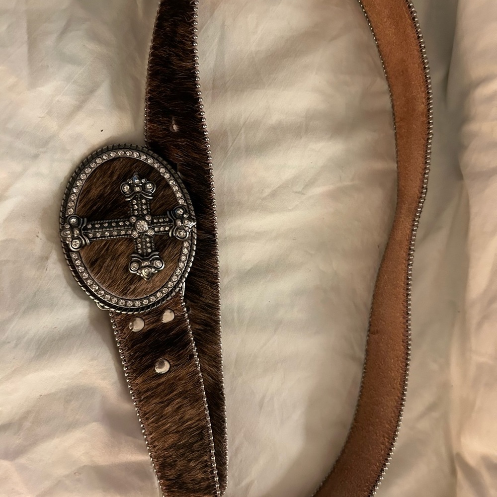 Cow hide leather belt